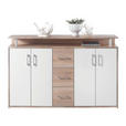 SIDEBOARD  in 139/90/34 cm  - Silberfarben/Weiß, KONVENTIONELL, Holzwerkstoff/Kunststoff (139/90/34cm) - Carryhome