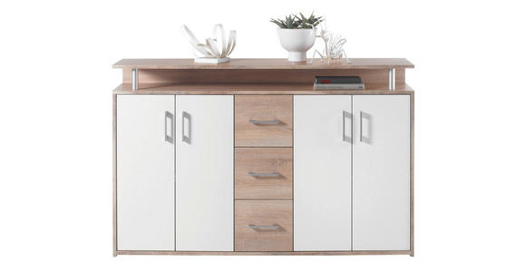 SIDEBOARD  in 139/90/34 cm  - Silberfarben/Weiß, KONVENTIONELL, Holzwerkstoff/Kunststoff (139/90/34cm) - Carryhome