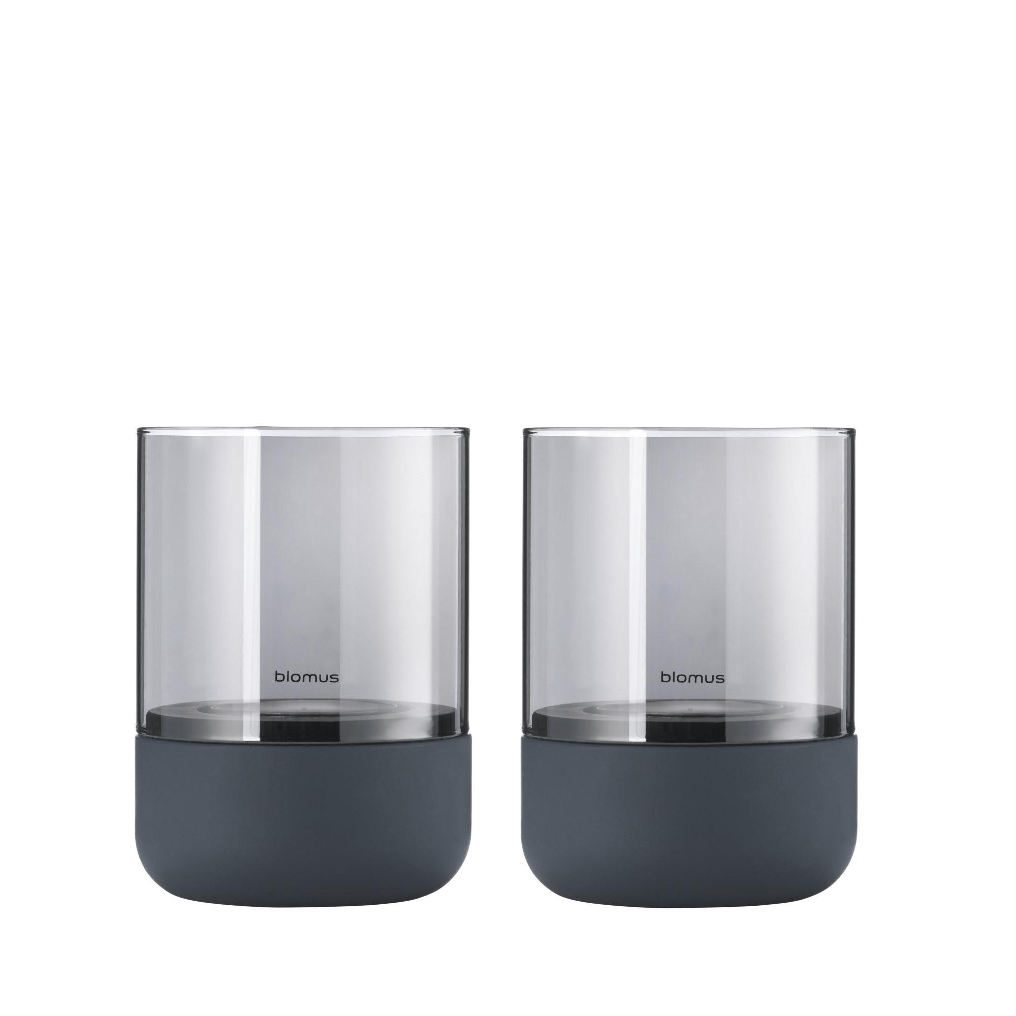 WINDLICHTSET Dunkelgrau 7,2/9,5 cm  - Dunkelgrau, Glas/Stein (7,2/9,5cm) - Blomus