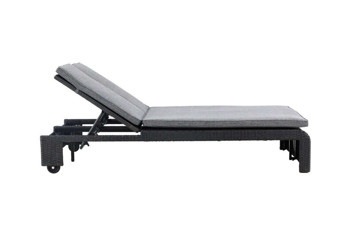 SONNENLIEGE 119/32/196 cm  - Dunkelgrau/Schwarz, MODERN, Kunststoff/Textil (119/32/196cm) - Gardenson