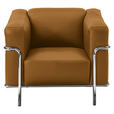 SESSEL in Echtleder Currygelb  - Chromfarben/Currygelb, Design, Leder/Metall (91/67/96cm) - Johann Jakob