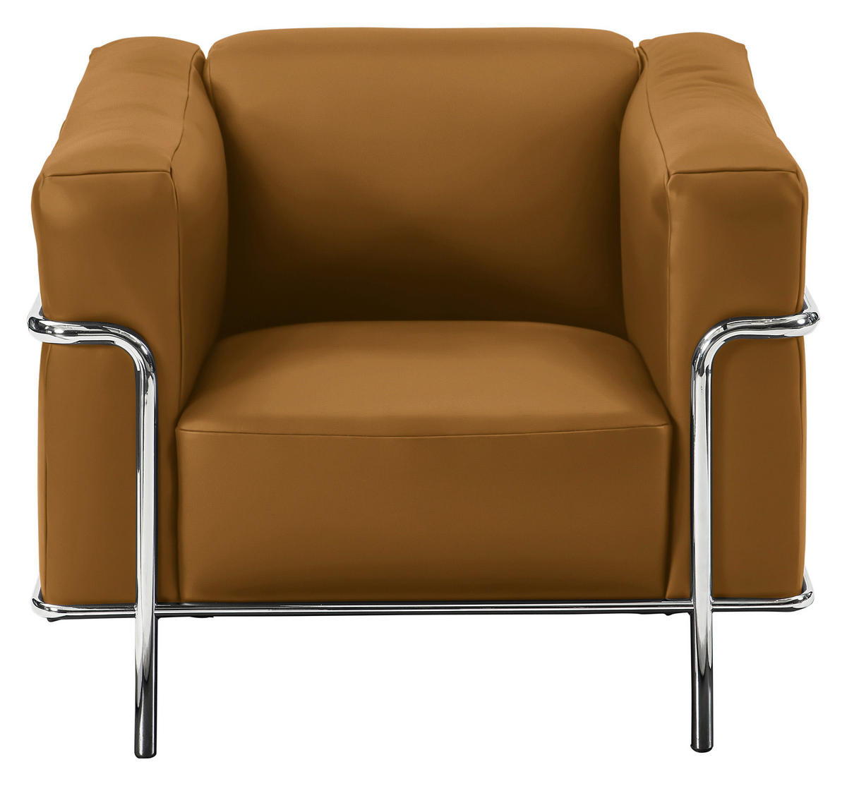 SESSEL in Echtleder Currygelb  - Chromfarben/Currygelb, Design, Leder/Metall (91/67/96cm) - Johann Jakob