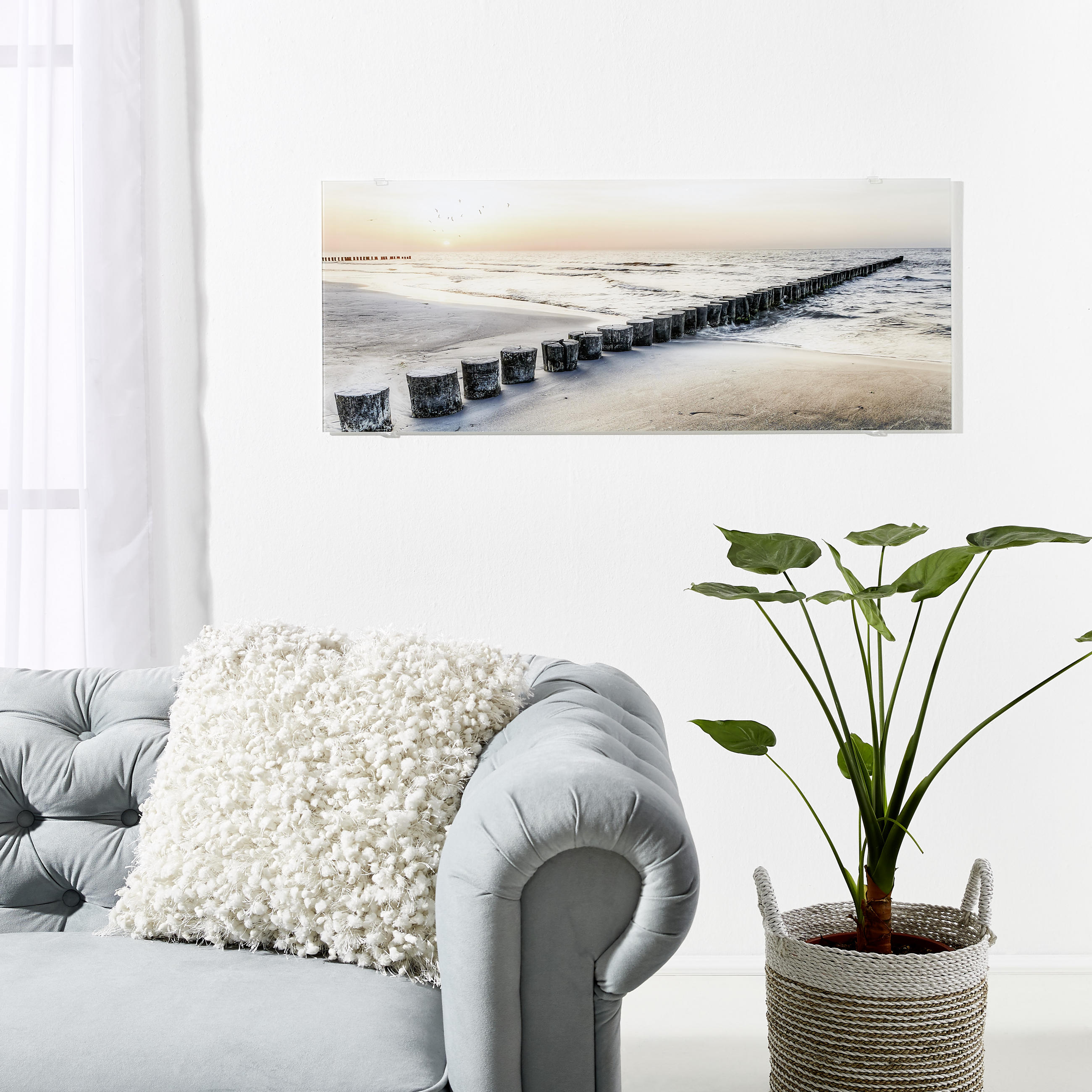 GLASBILD Strand & Meer 125/50 cm  - Multicolor, Design, Glas (125/50cm) - Monee