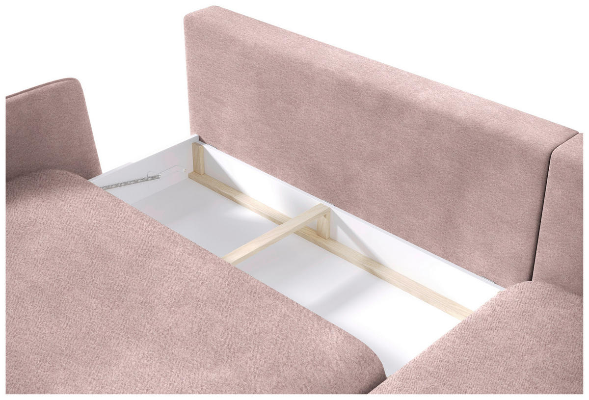ECKSOFA in Velours Altrosa  - Schwarz/Altrosa, Design, Holz/Textil (260/167cm) - Welnova