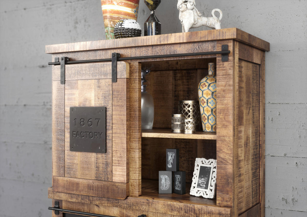 HIGHBOARD  in 95/145/45 cm  - Schwarz/Naturfarben, ROMANTIK / LANDHAUS, Holz/Metall (95/145/45cm) - Landscape