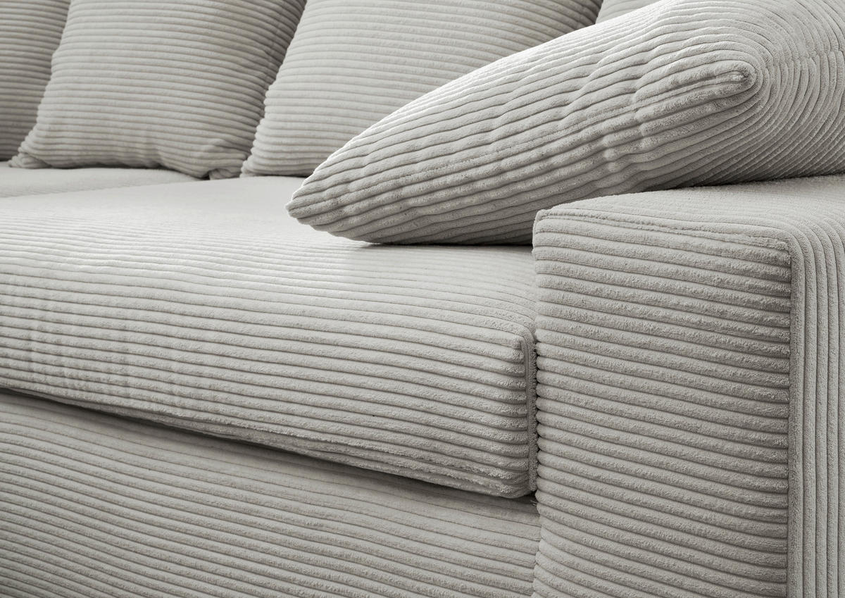 ECKSOFA in Cord Silberfarben  200/278 cm  - Silberfarben/Schwarz, MODERN, Kunststoff/Textil (200/278cm) - Livetastic