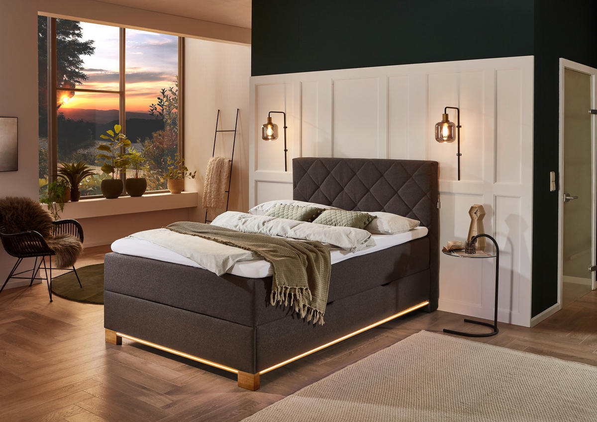 POSTEL BOXSPRING, 140/200 cm, antracitová - antracitová, Design, dřevo/kompozitní dřevo (140/200cm) - Xora