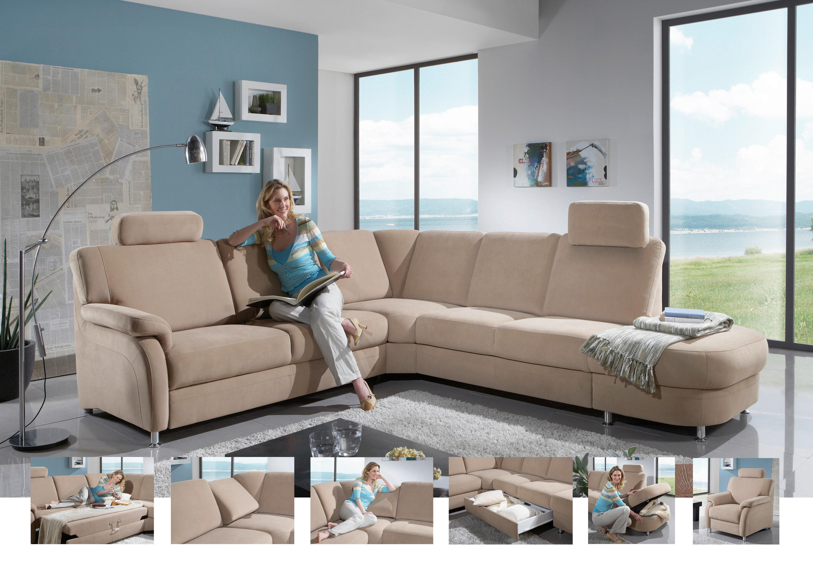 SEDEŽNA GARNITURA, prevlečeno  - Design, kovina/tekstil (269/287cm) - Beldomo System