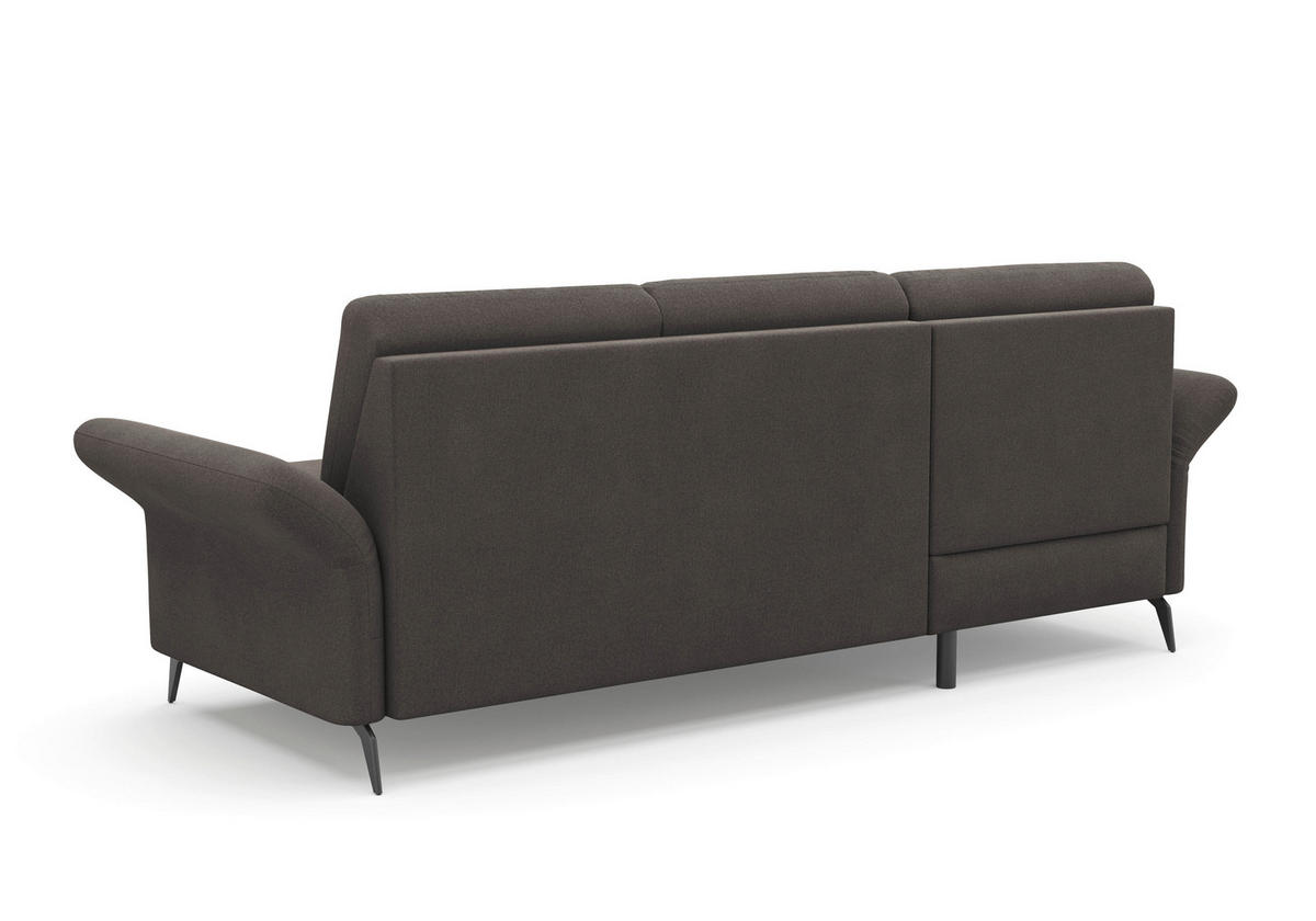 ECKSOFA in Flachgewebe Graphitfarben  164/251 cm  - Schwarz/Graphitfarben, KONVENTIONELL, Textil/Metall (164/251cm) - Sit & More