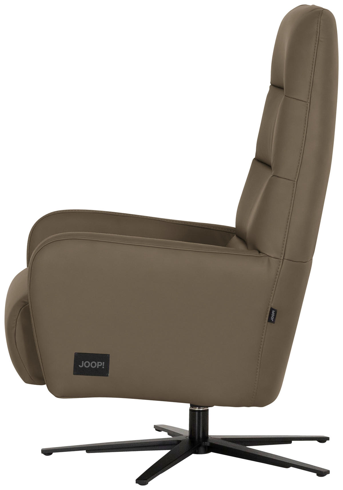 RELAXSESSEL Leder Graubraun  - Graubraun/Schwarz, Modern, Leder/Metall (66/110/83cm) - Joop!