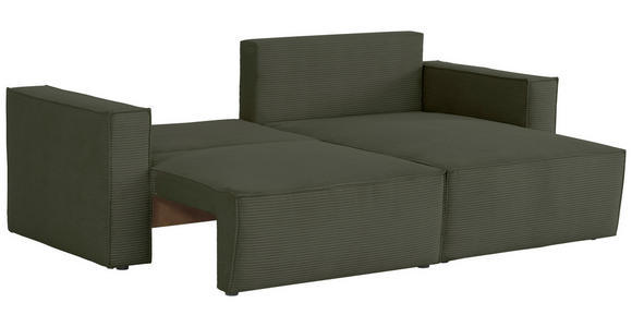ECKSOFA in Feincord Olivgrün - Schwarz/Olivgrün, KONVENTIONELL, Kunststoff/Textil (242/151cm) - Carryhome