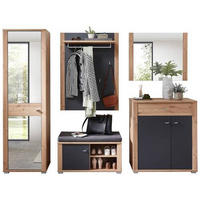 GARDEROBE 5-teilig  in 260/199/38 cm  - Graphitfarben/Eiche Artisan, Design, Holzwerkstoff/Textil (260/199/38cm) - Xora