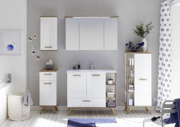 SPIEGELSCHRANK 110,0/72,0/20,0 cm  - Eichefarben/Weiß, Design, Glas/Holzwerkstoff (110,0/72,0/20,0cm) - Xora