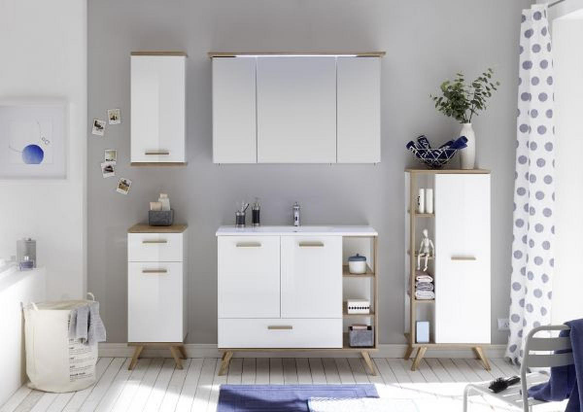 SPIEGELSCHRANK 110,0/72,0/20,0 cm  - Eichefarben/Weiß, Design, Glas/Holzwerkstoff (110,0/72,0/20,0cm) - Xora