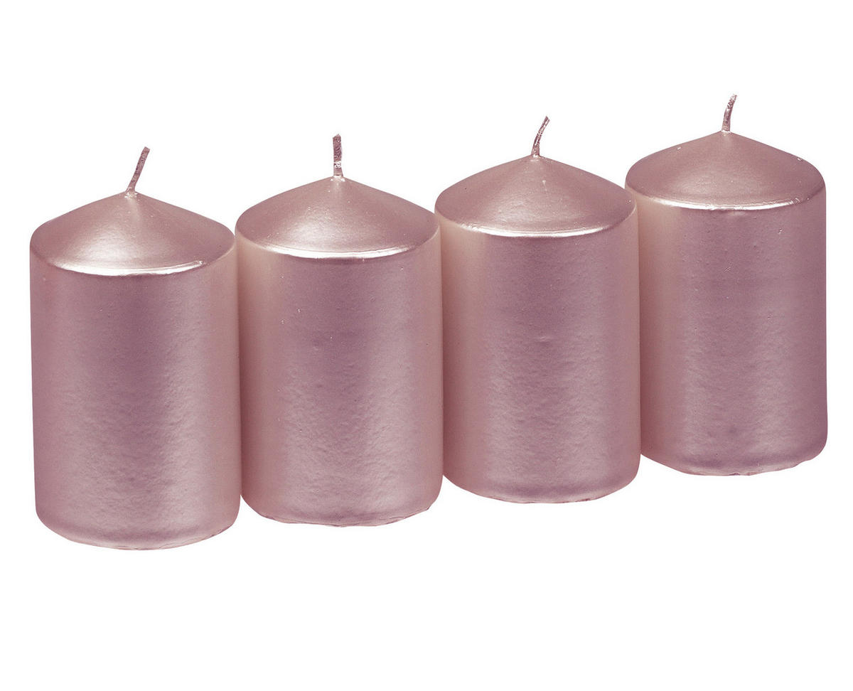 STUMPENKERZENSET - Dunkelrosa, KONVENTIONELL, Paraffin (4,7/7,5cm)