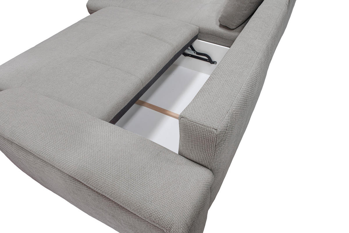 ECKSOFA in Struktur, Chenille Taupe  - Taupe/Rostfarben, Design, Textil/Metall (178/268cm) - Livetastic
