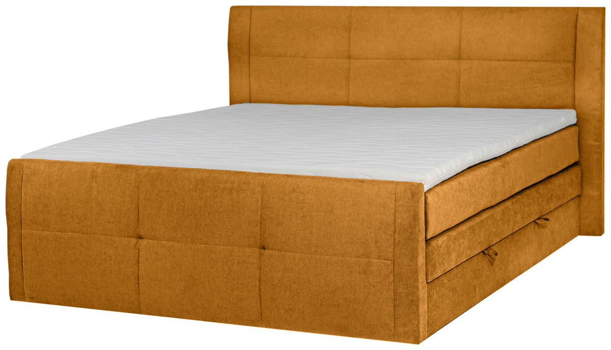 BOXSPRINGBETT 160/200 cm  in Gelb  - Gelb/Schwarz, KONVENTIONELL, Kunststoff/Textil (160/200cm) - Boxxx