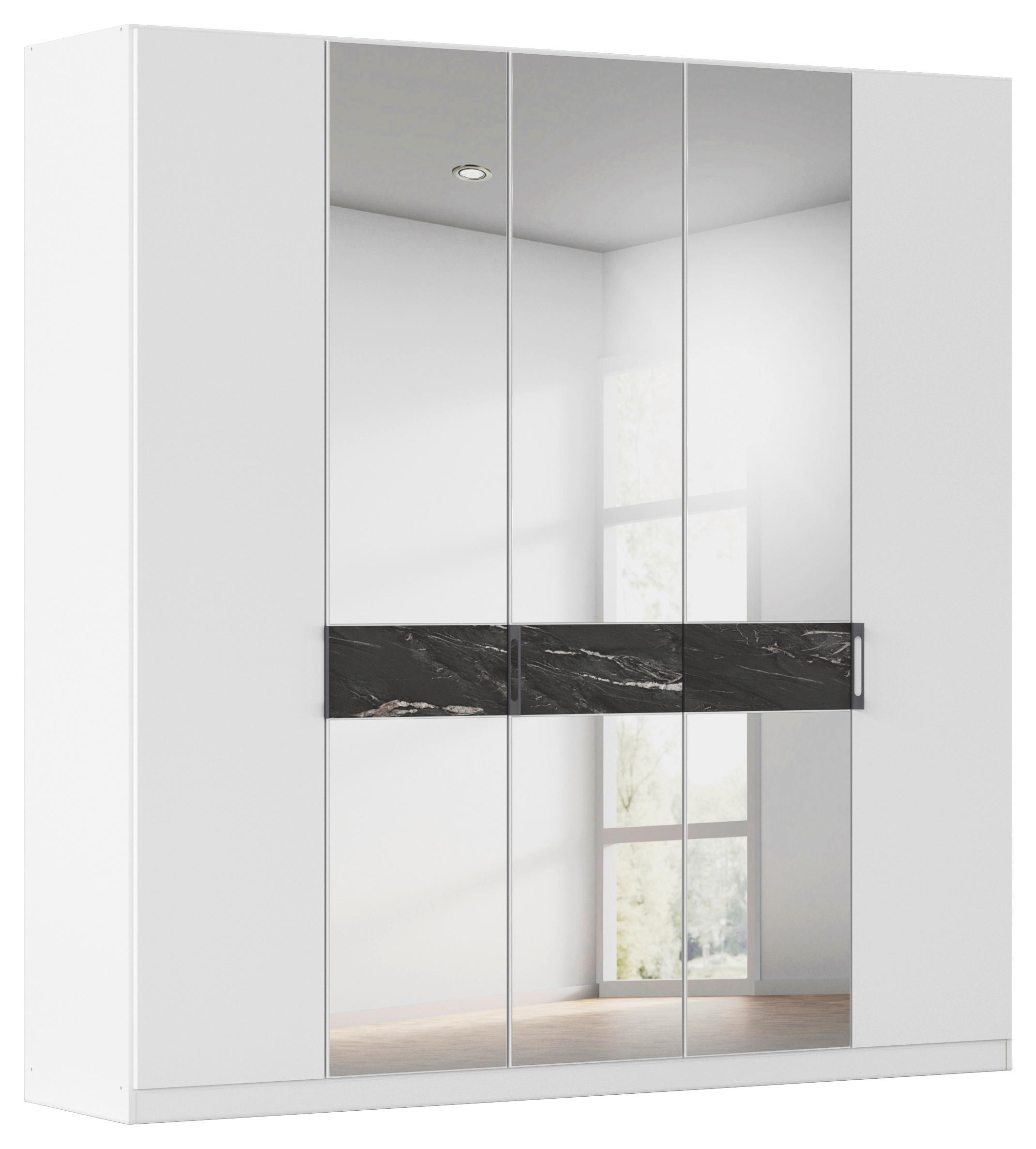 Drehtürenschrank 226cm Versity-D Silberfarben/Weiß