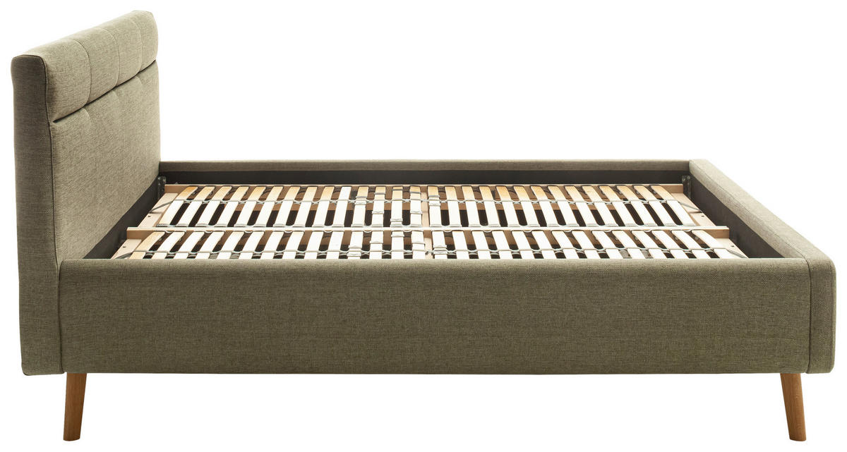 POLSTERBETT Lotte Lattenrost, Bettkasten 180/200 cm  in Grün  - Eichefarben/Birkefarben, KONVENTIONELL, Holz/Textil (180/200cm) - Boxxx