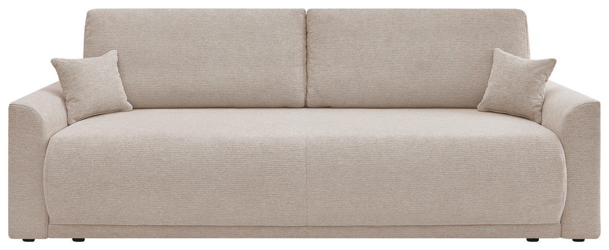 SCHLAFSOFA KIMMY Struktur Beige  inkl. Zierkissen, Rückenkissen, Bettkasten  - Beige/Schwarz, Design, Kunststoff/Textil (234/90/103cm) - P & B