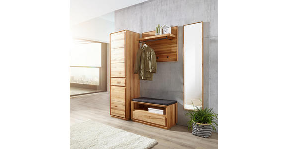 GARDEROBENBANK 90/45/42 cm - Eichefarben/Grau, Natur, Holz/Textil (90/45/42cm) - Valnatura