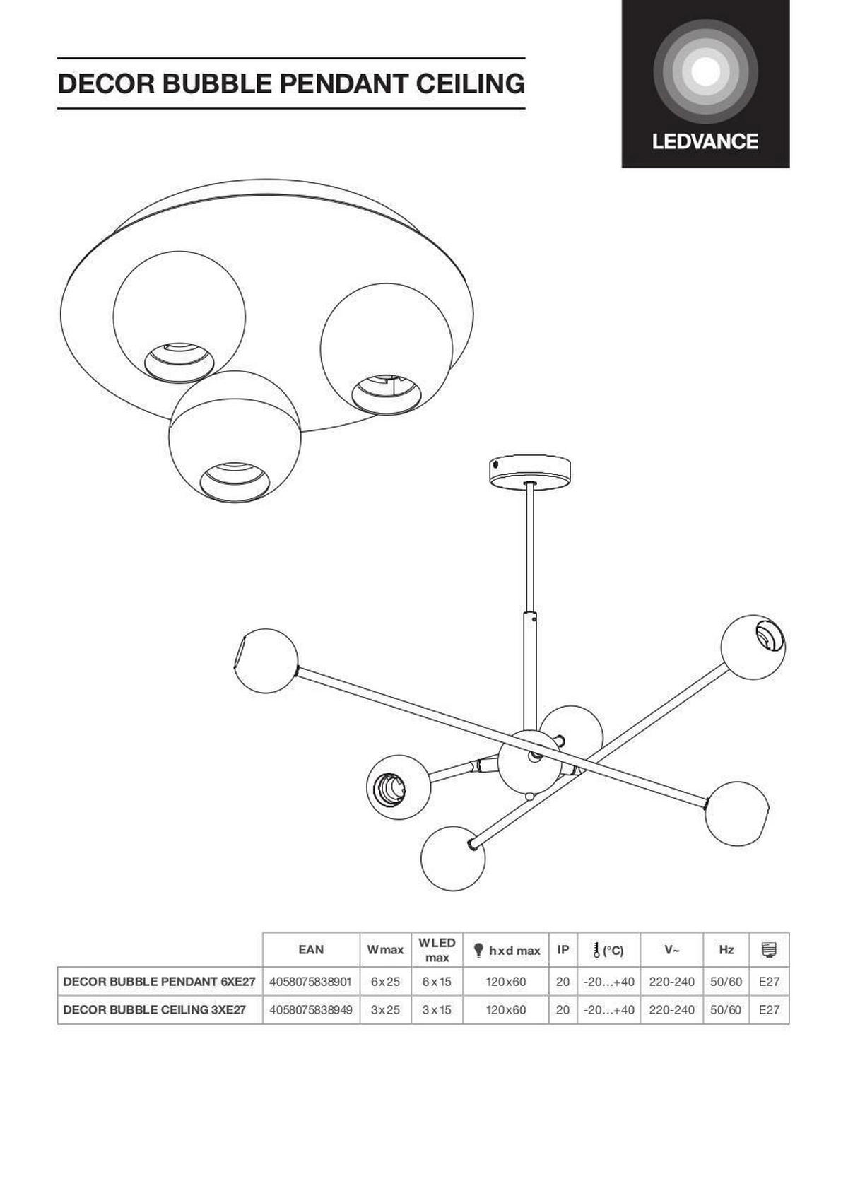 PENDELLEUCHTE 70/68/43 cm   - Design, Metall (70/68/43cm) - Ledvance