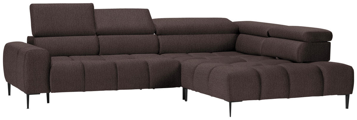 ECKSOFA in Samt, Webstoff Graubraun  - Graubraun/Schwarz, Design, Textil/Metall (300/216cm) - Welnova