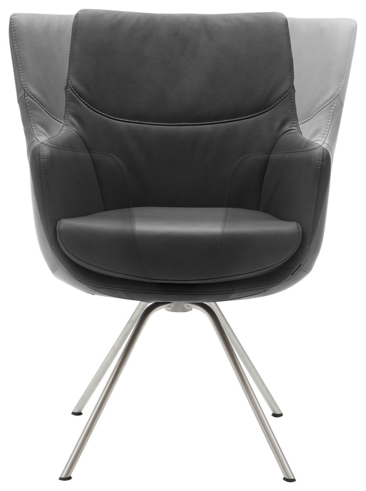 ARMLEHNSTUHL  in  - Edelstahlfarben/Schwarz, Design (60/90/61cm) - Dieter Knoll