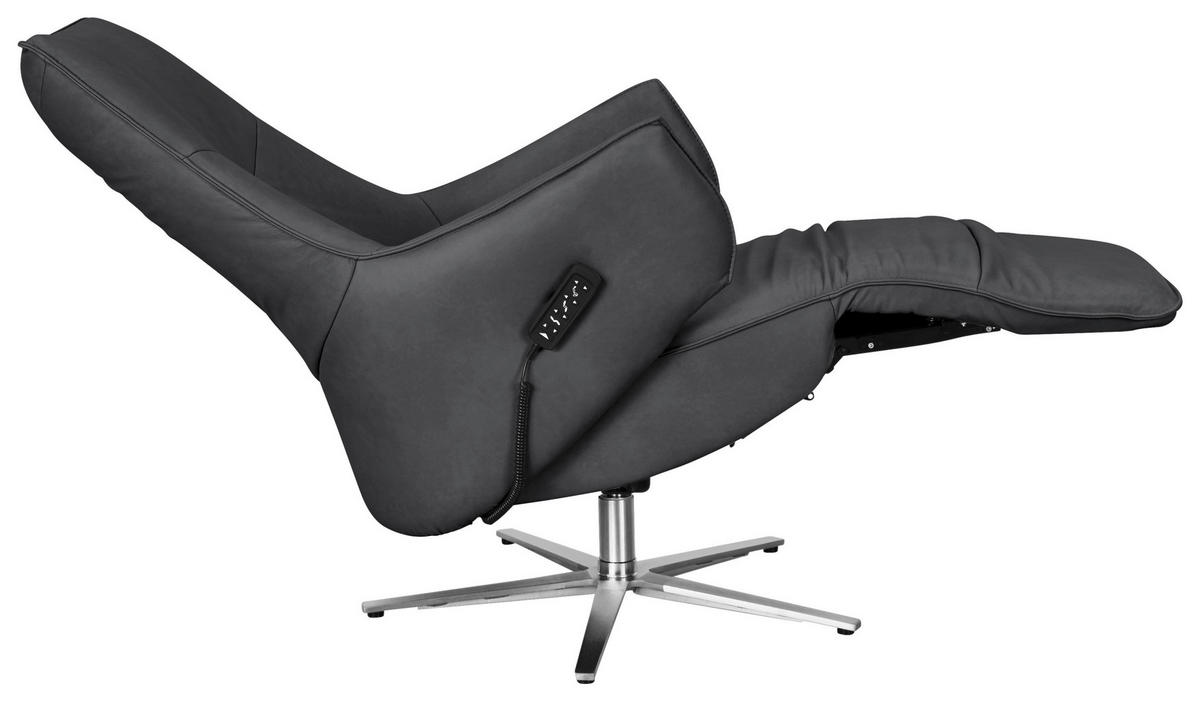 RELAXSESSEL in Leder Dunkelgrau  - Edelstahlfarben/Dunkelgrau, Design, Leder/Metall (70/120/88cm) - Himolla