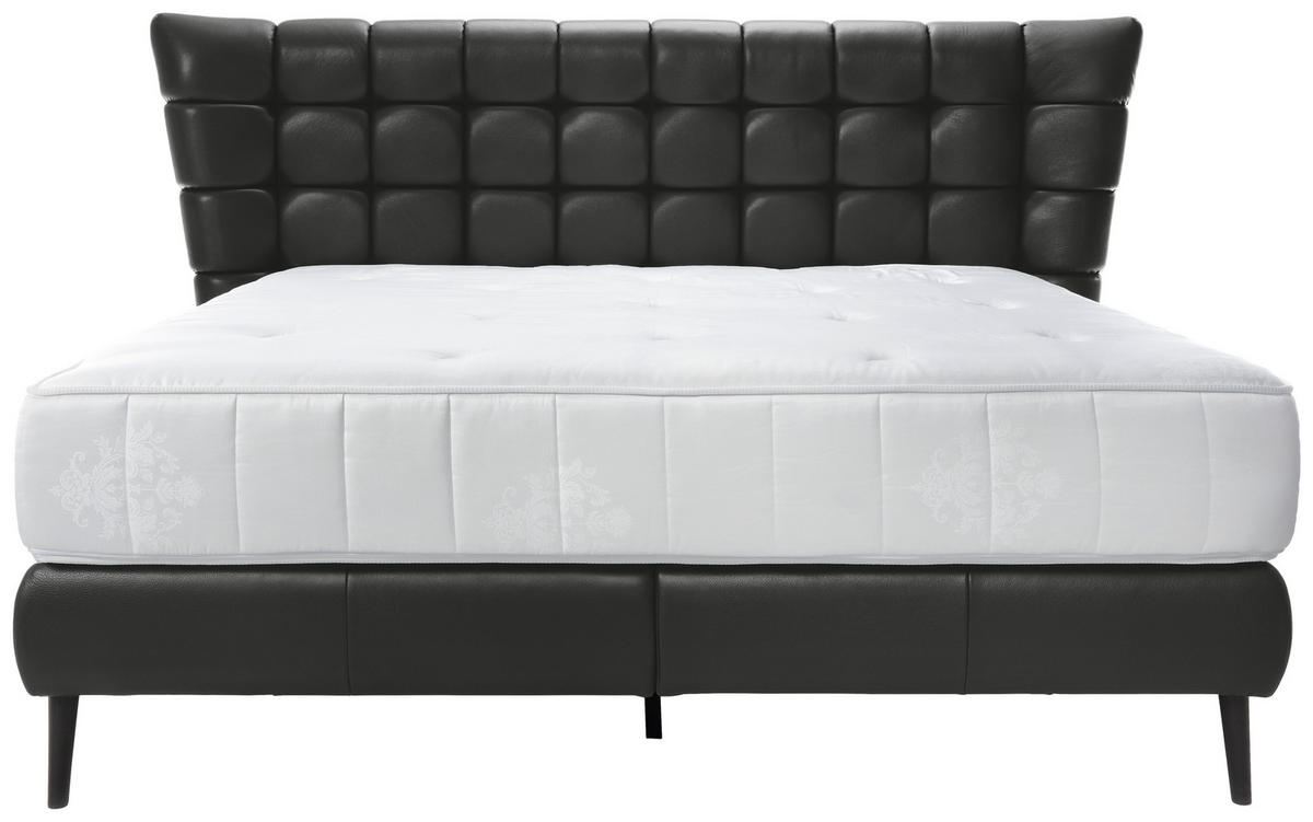 BOXSPRINGBETT 180/200 cm  in Schwarz  - Schwarz, Design, Leder/Holz (180/200cm) - Esposa