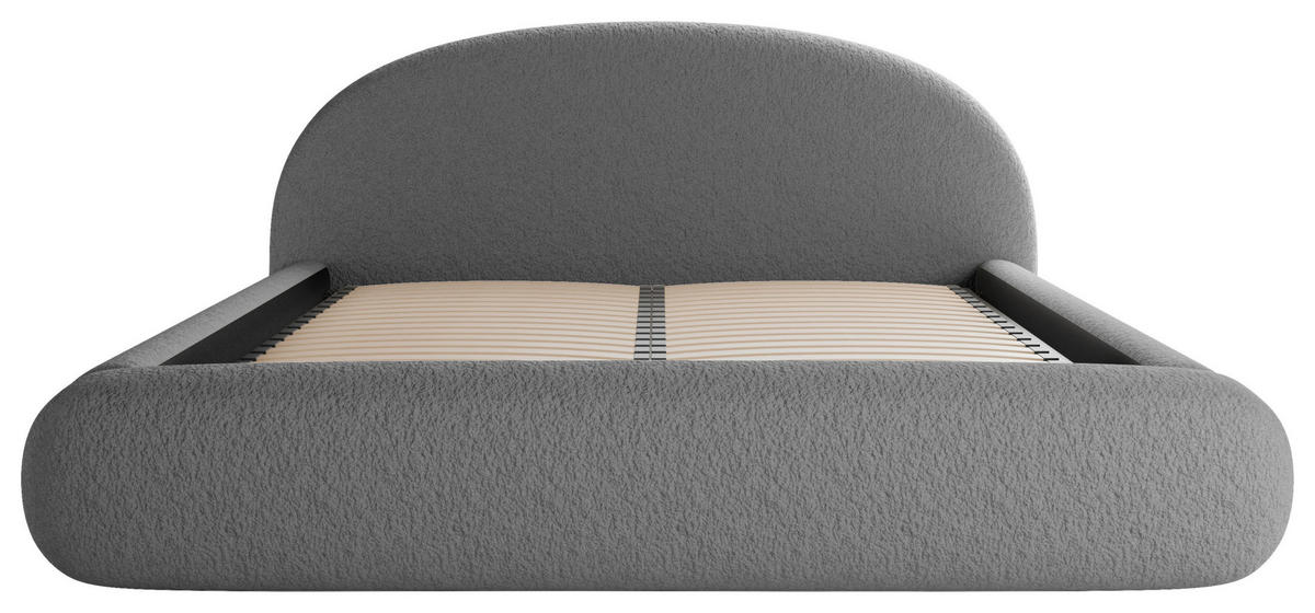 POLSTERBETT 180/200 cm,  in Dunkelgrau, gepolstertes Kopfteil, Lattenrost, Bettkasten,  - Dunkelgrau/Schwarz, Design, Holz/Textil (180/200cm) - Chameo