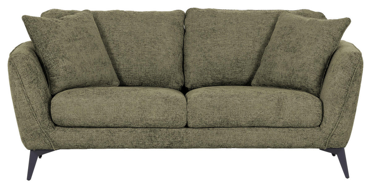 2-SITZER-SOFA in Chenille Grün  - Schwarz/Grün, Konventionell, Textil/Metall (190/70/98cm) - Carryhome