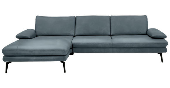 ECKSOFA Beldomo Premium in Echtleder Grau  - Schwarz/Grau, Design, Leder/Metall (180/310cm) - Dieter Knoll