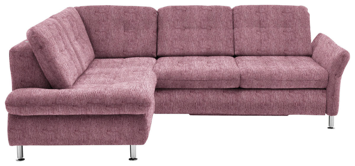 ECKSOFA Rot Webstoff  - Chromfarben/Rot, KONVENTIONELL, Textil/Metall (210/242cm) - Beldomo Style