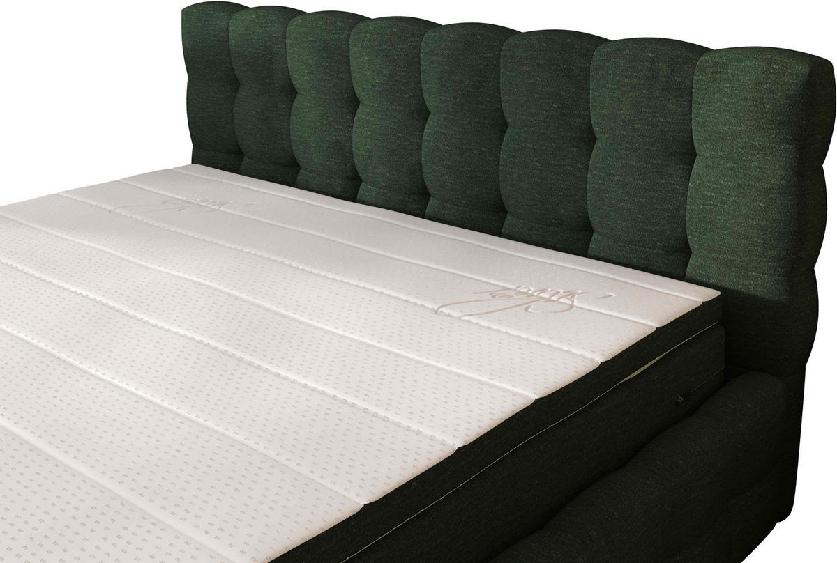 POLSTERBETT 160/200 cm,  in Waldgrün, Matratze, gepolstertes Kopfteil, Lattenrost, Bettkasten, Topper, H3 + H3 = fest  - Waldgrün/Schwarz, MODERN, Holz/Kunststoff (160/200cm) - Chameo