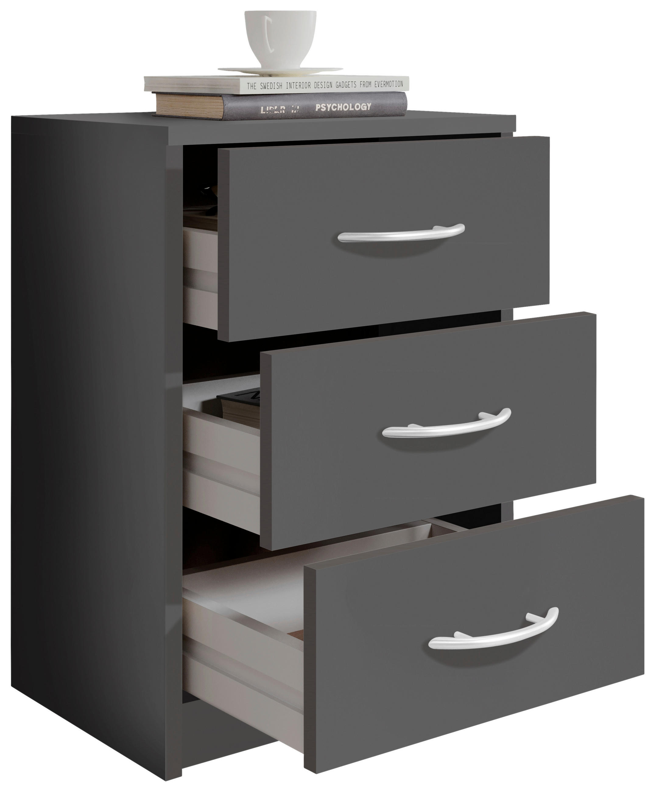 NACHTSCHRANK 38,5/54/28,2 cm  - Graphitfarben, Basics (38,5/54/28,2cm) - P & B