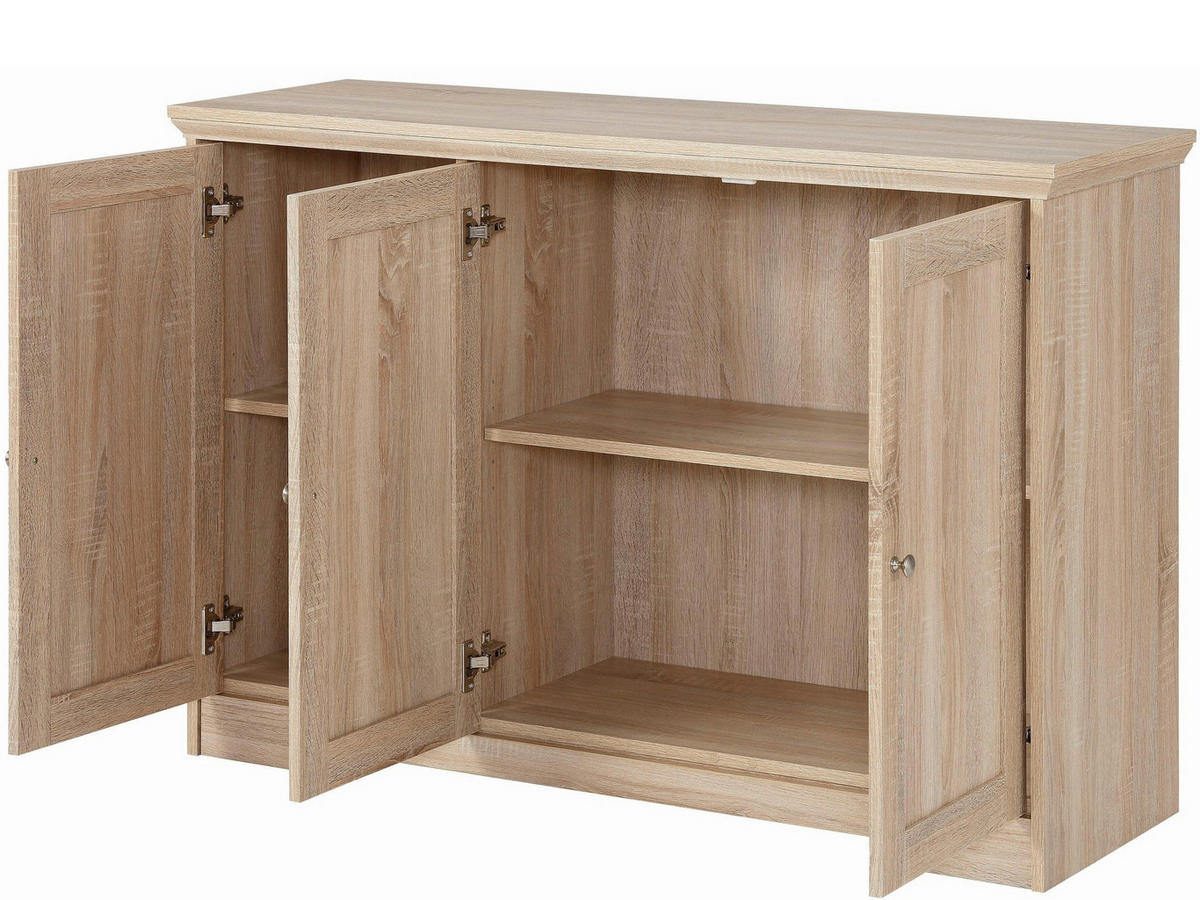 SIDEBOARD NANTES 118/80/39 cm  - Eichefarben/Silberfarben, Design, Holzwerkstoff/Metall (118/80/39cm) - Livetastic