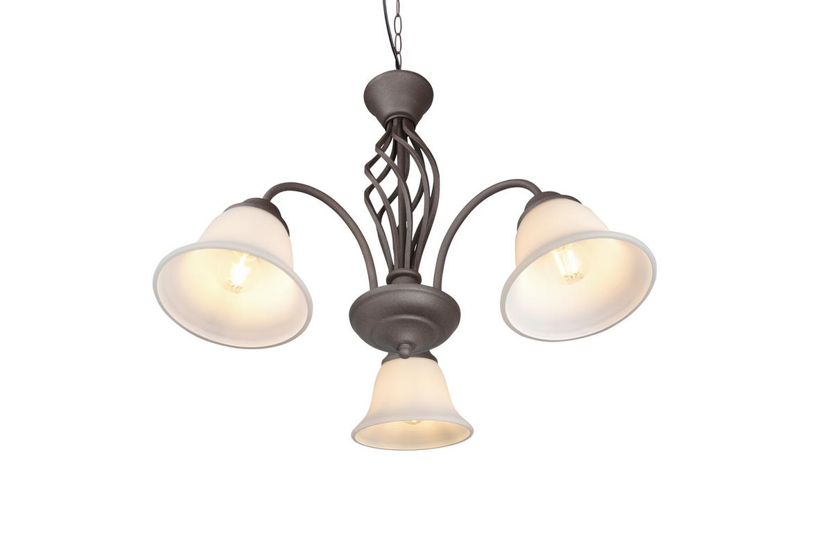 HÄNGLAMPA 55/150 cm  - vit/rostfärgad, Design, metall/glas (55/150cm) - Trio Leuchten