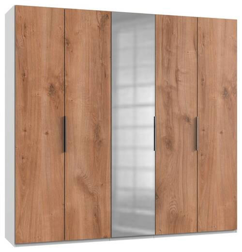 DREHTÜRENSCHRANK in Weiss, Eichefarben, Alufarben  - Chromfarben/Weiss, Modern, Holzwerkstoff (250/236/58cm) - MID.YOU