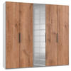 DREHTÜRENSCHRANK in Eichefarben, Weiss, Alufarben  - Chromfarben/Weiss, Modern, Holzwerkstoff (250/236/58cm) - MID.YOU