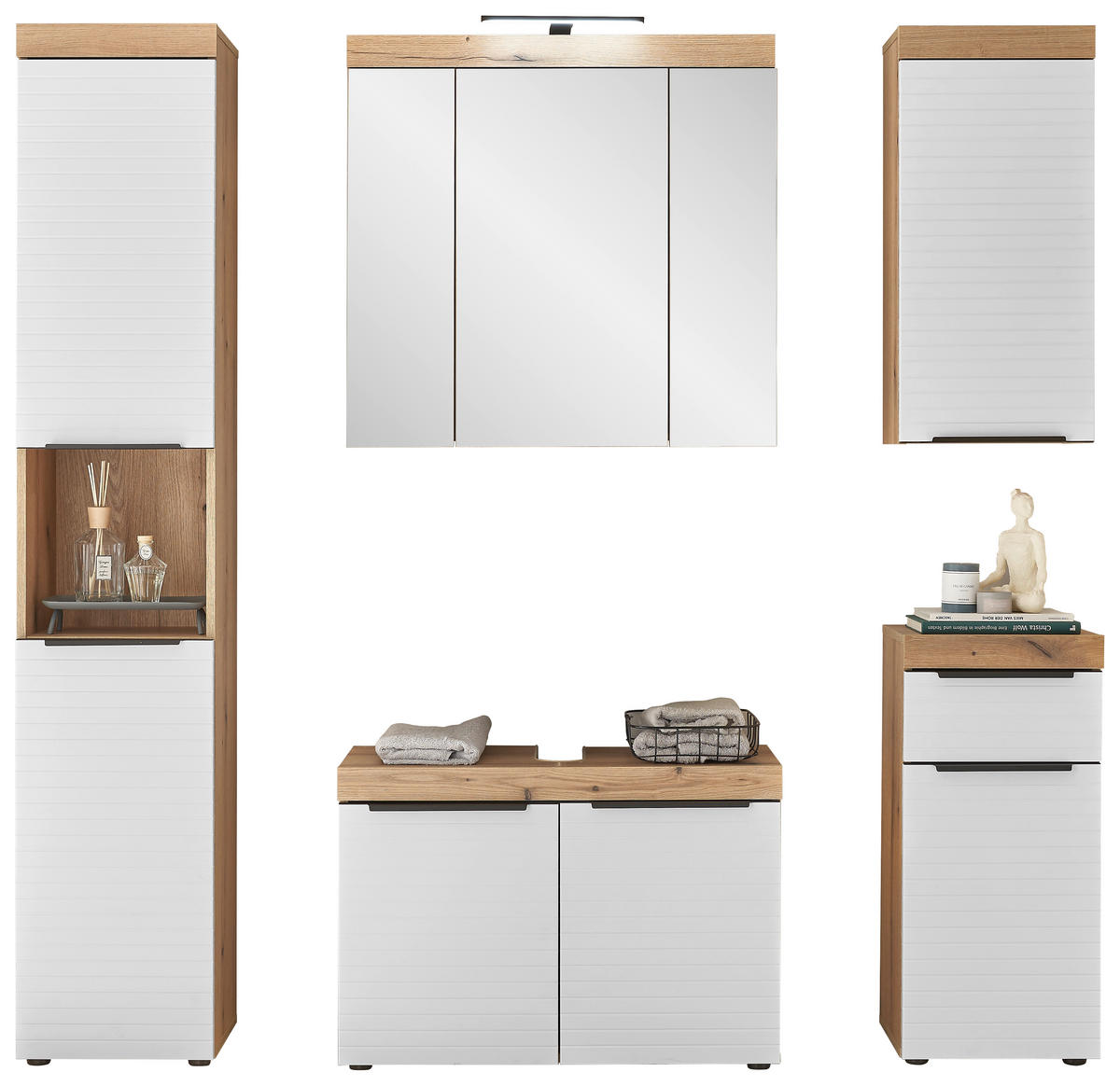 SPIEGELSCHRANK 80/77/17 cm  - Eichefarben, Basics, Glas/Holzwerkstoff (80/77/17cm) - MID.YOU