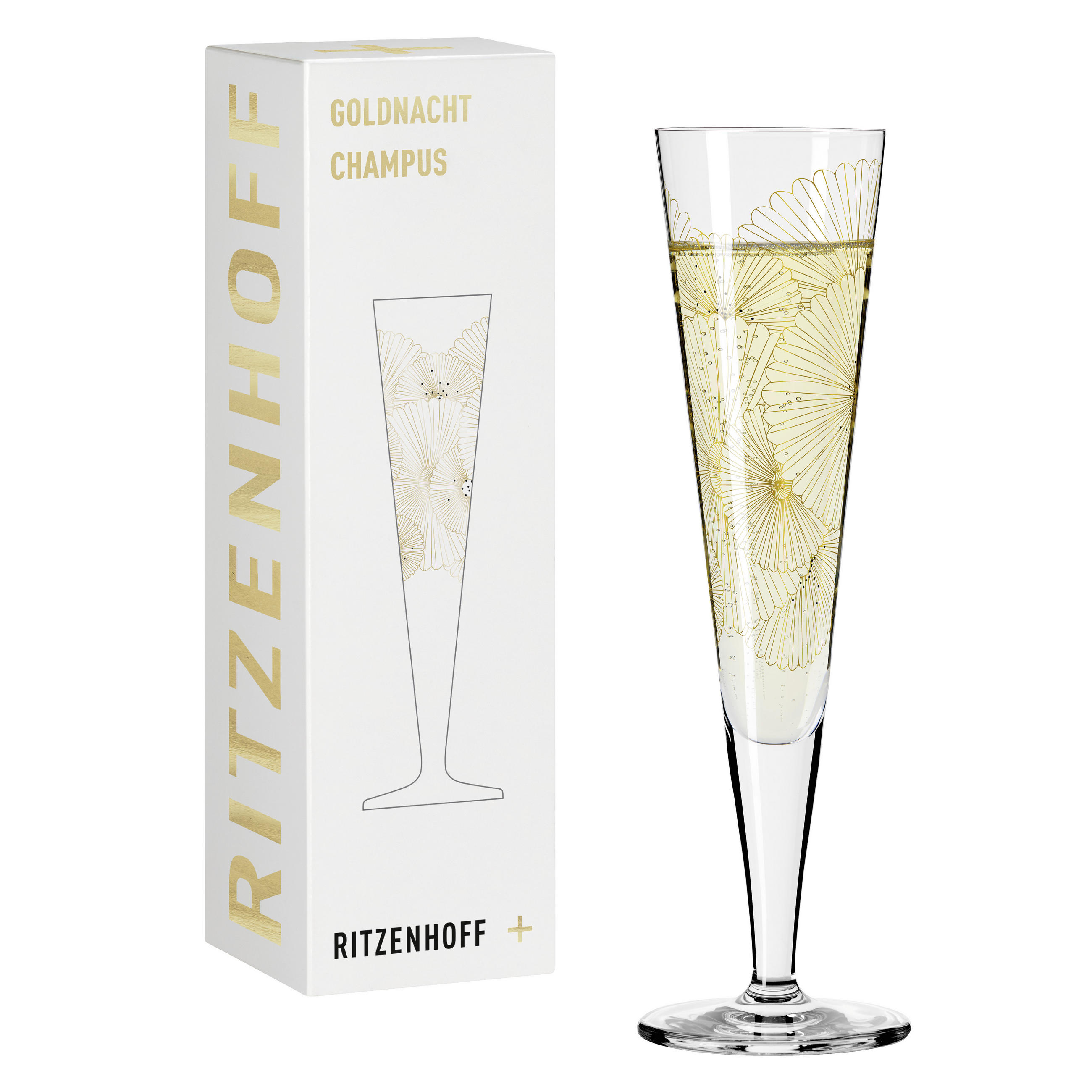 CHAMPAGNERGLAS - Goldfarben/Schwarz, LIFESTYLE, Glas (7,2/24cm) - Ritzenhoff