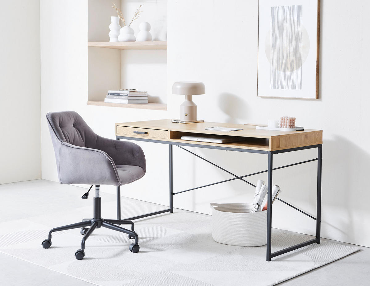SCHREIBTISCH 140/58/76 cm  in Wildeiche  - Wildeiche/Schwarz, MODERN, Holzwerkstoff/Metall (140/58/76cm) - Carryhome