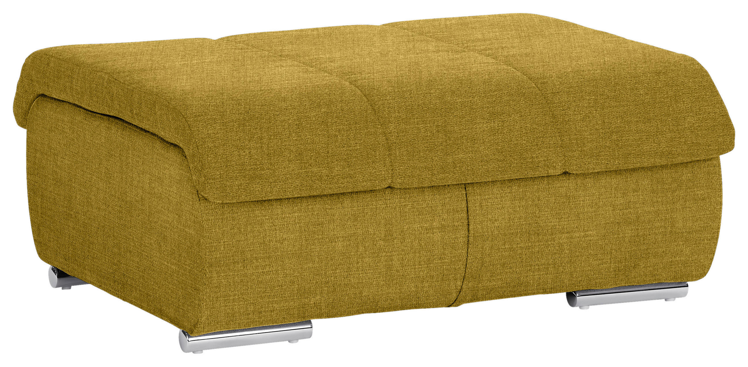 HOCKER Mikrofaser Senfgelb  - Chromfarben/Senfgelb, MODERN, Textil/Metall (100/43/80cm) - MID.YOU