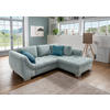 ECKSOFA Blau Cord  - Blau/Silberfarben, Design, Holz/Textil (250/190cm) - MID.YOU