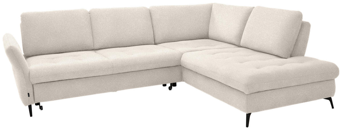 ECKSOFA in Bouclé Creme  - Creme/Schwarz, Natur, Textil/Metall (288/233cm) - Valnatura