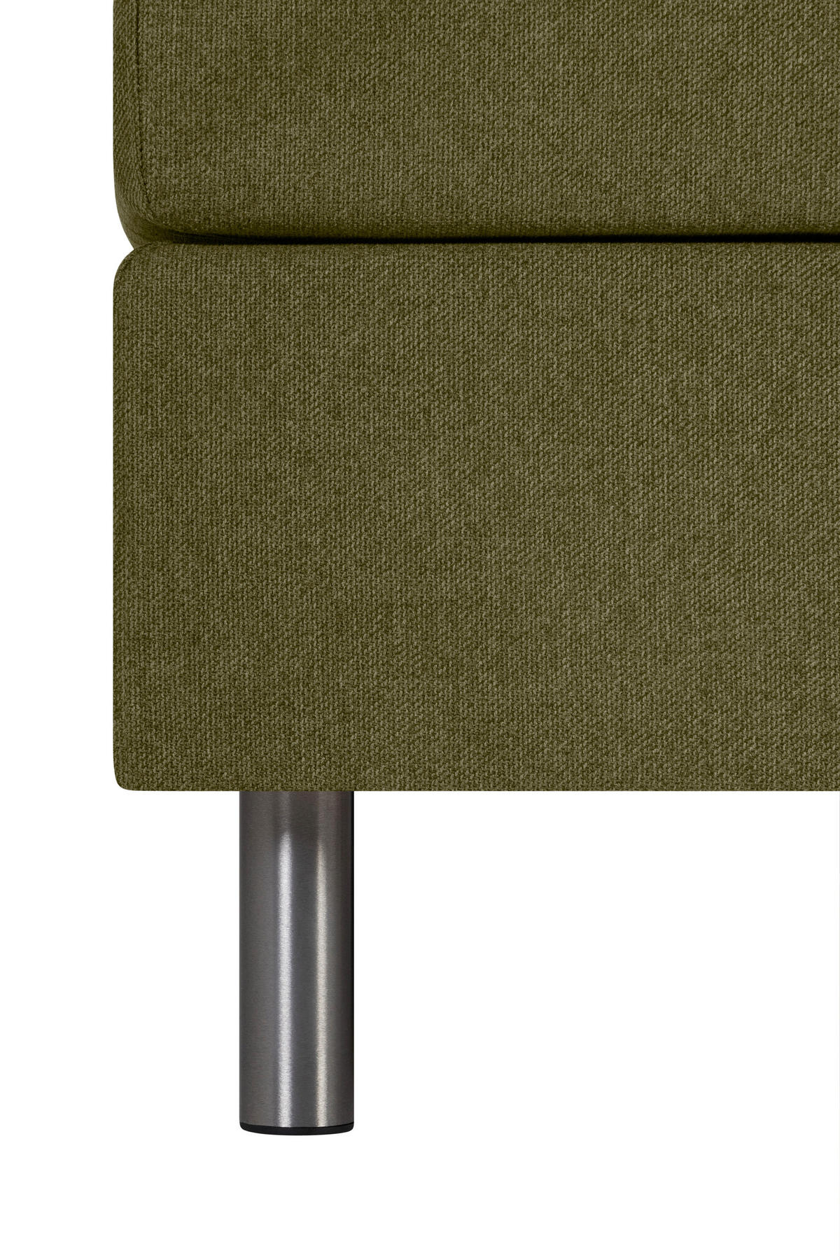 BOXSPRINGBETT 180/200 cm  in Olivgrün  - Silberfarben/Olivgrün, KONVENTIONELL, Textil/Metall (180/200cm) - Welnova