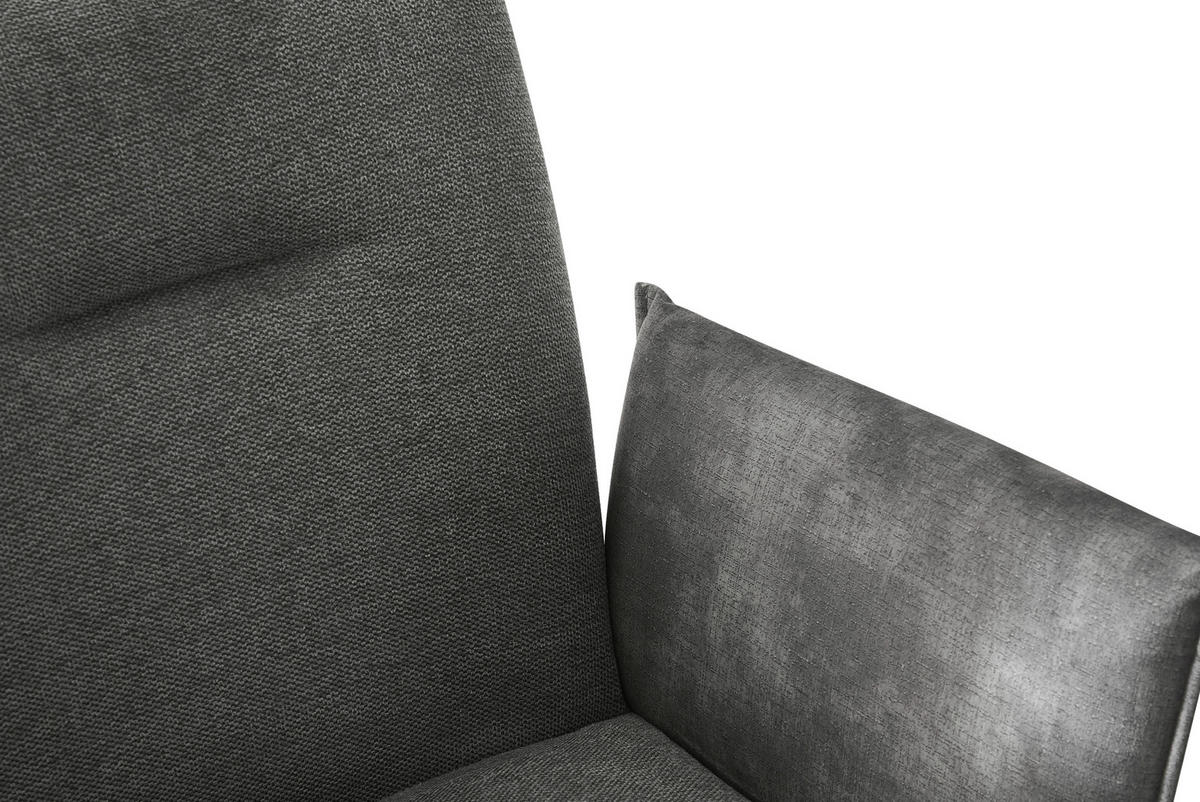 SCAUN CU BRAȚE in gri, negru  - negru/gri, Modern, lemn/metal (64/87,5/63cm) - Livetastic