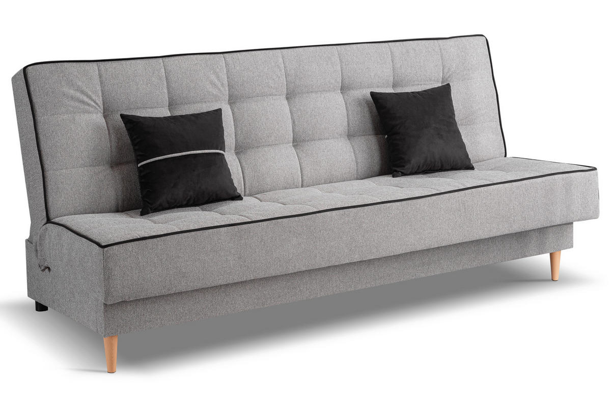 SCHLAFSOFA BONO  mit Liegefunktion Struktur Hellgrau  - Hellbraun/Hellgrau, Basics, Holz/Textil (199/91/91cm) - MID.YOU