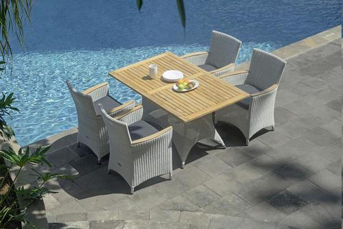 GARTENTISCH 140/90/75 cm Holz, Metall, Kunststoff rechteckig  - Alufarben/Weiß, Design, Holz/Kunststoff (140/90/75cm) - Zebra 